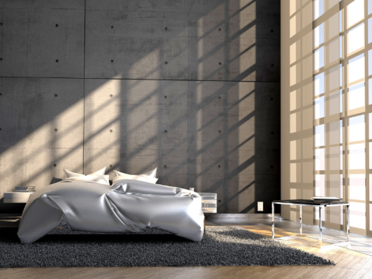 phòng ngủ màu xám