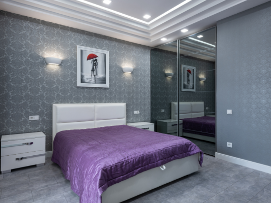 phòng ngủ màu xám