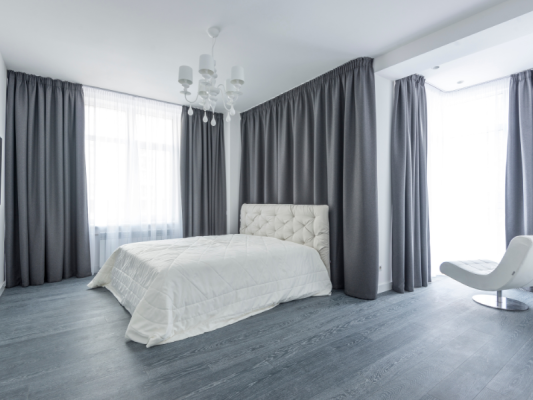 phòng ngủ màu xám