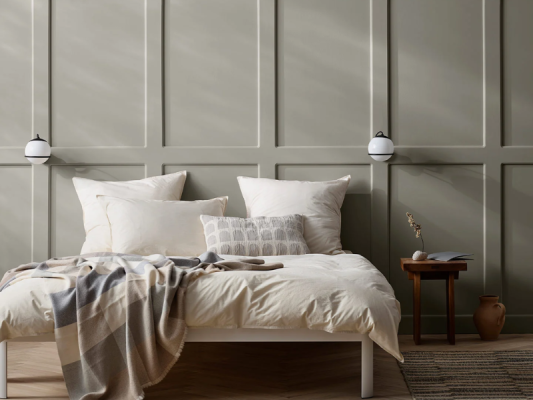 phòng ngủ màu xám