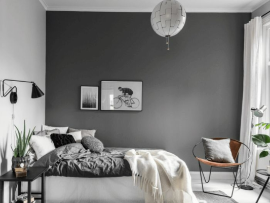 phòng ngủ màu xám