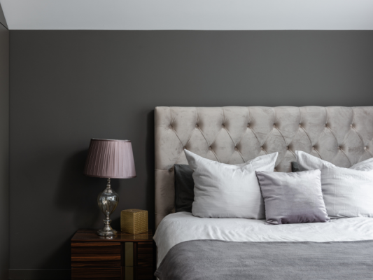 phòng ngủ màu xám