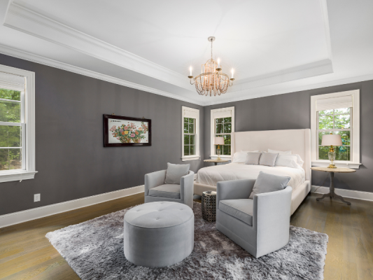 phòng ngủ màu xám