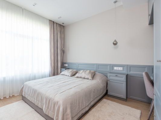 phòng ngủ màu xám