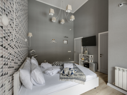 phòng ngủ màu xám