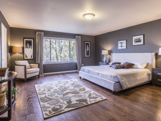 phòng ngủ màu xám