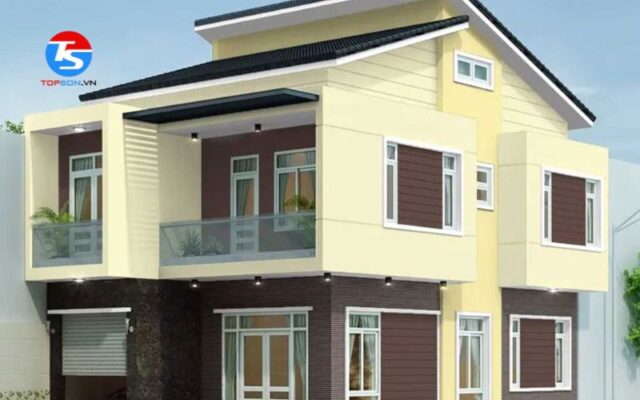 Sơn màu vàng nâu đất cho mặt tiền