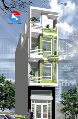 Cách phối sơn mặt tiền màu ghi xám với xanh nhạt