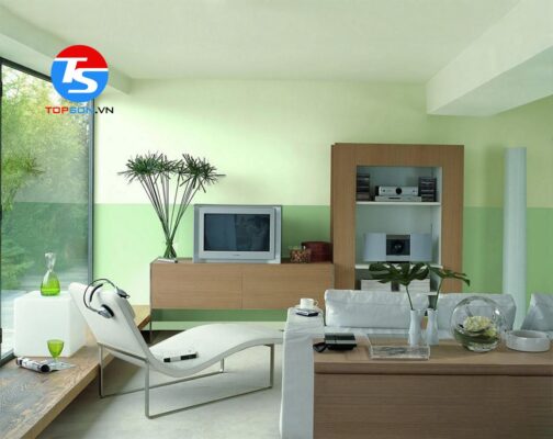 Nhà cấp 4 sơn màu xanh lá nhạt