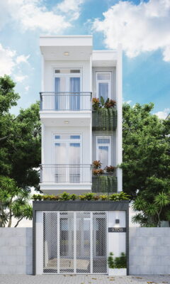 Mẹo phối màu sơn mặt tiền nhà ống 2 tầng