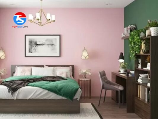 Sơn phòng ngủ màu hồng Pastel